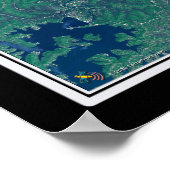 Table Rock Lake Arkansas - Missouri Satellite Map Poster (Ecke)