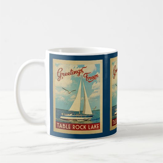 Table Rock Lake Sailboat Vintage Reise Kaffeetasse (Links)