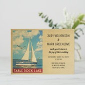 Table Rock Lake Wedding Einladung Sailboat (Stehend Vorderseite)