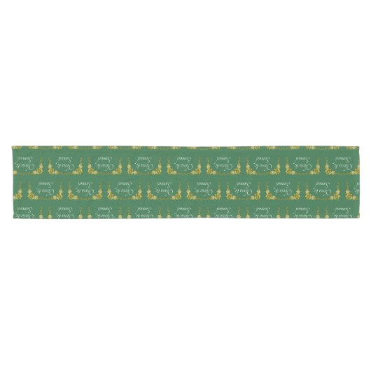Table Runner Add Names Emerald Green & Gold Kurzer Tischläufer (Horizontal)