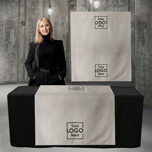 Table Runner Banner Business 2 Logos Faux Linen Wandteppich