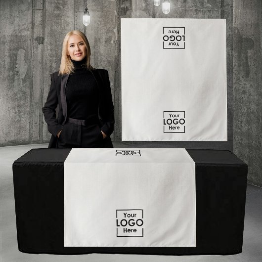 Table Runner Banner Business 2 Logos Faux Linen Wandteppich