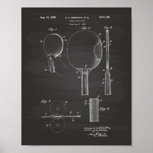 Table Tennis Bat 1935 Patent Art Chalkboard Poster