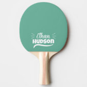 Table Tennis Player - White Name on Teal Blue Tischtennis Schläger (Vorderseite)