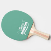 Table Tennis Player - White Name on Teal Blue Tischtennis Schläger (Seitenansicht)