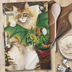 Table Top Gaming Dragon Cat Geschirrtuch