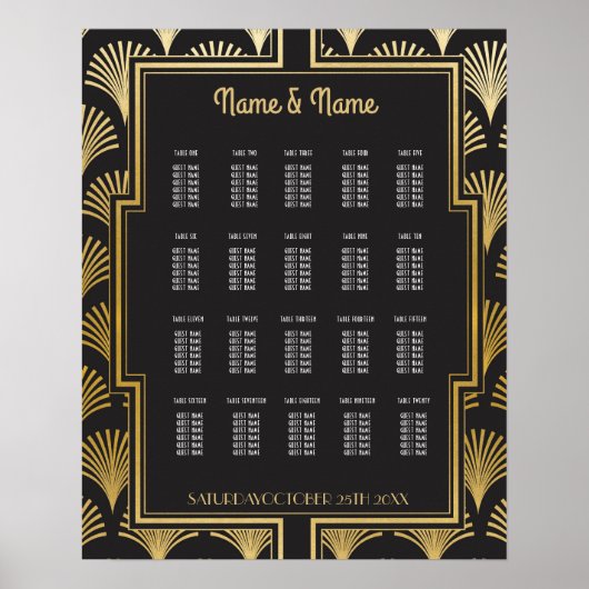 Table Wedding Gatsby Art Deco 1920s 20 Sitzplan P Poster (Vorne)
