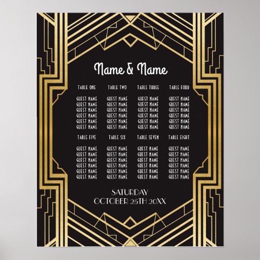 Table Wedding Gatsby Art Deco 1920s Plakatsitze Poster (Vorne)