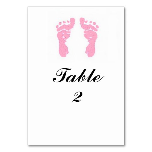 Tablecard "Baby Girl Footprints" Tischnummer (Vorderseite)
