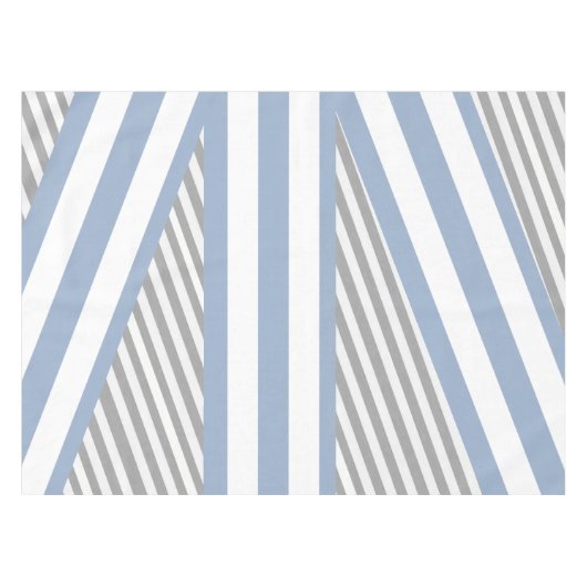 Tablecloth Abstrakt Stripe Grau Blau Weiß Tischdecke (Vorderseite (Horizontal))