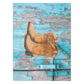 Tablecloth Blue Wood Barn Doot Boots Country Rusti Tischdecke (Vorderseite)
