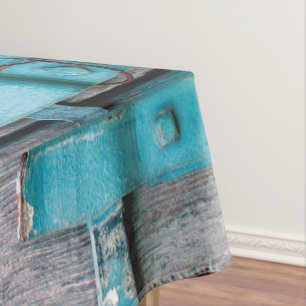 Tablecloth Blue Wood Barn Doot Boots Country Rusti Tischdecke