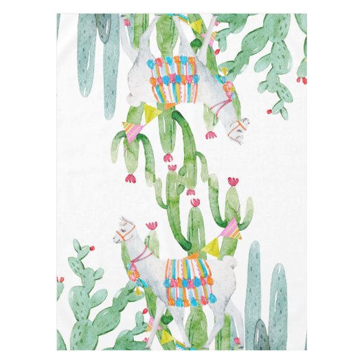 Tablecloth Boho Llama Bohemisch Cacti Wüste Blume Tischdecke (Vorderseite)