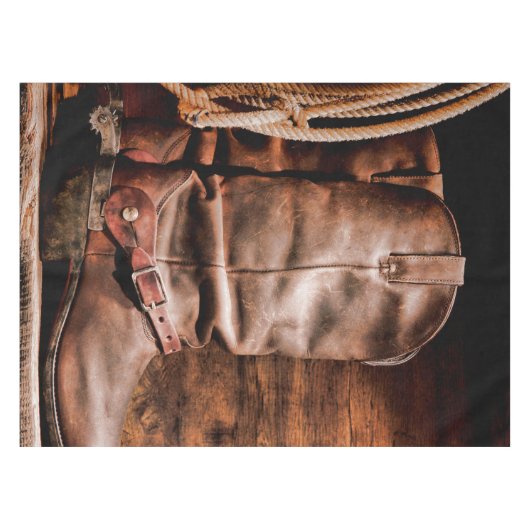 Tablecloth Cowboy Stiefel Barn Holz Rustikales Lan Tischdecke (Vorderseite (Horizontal))