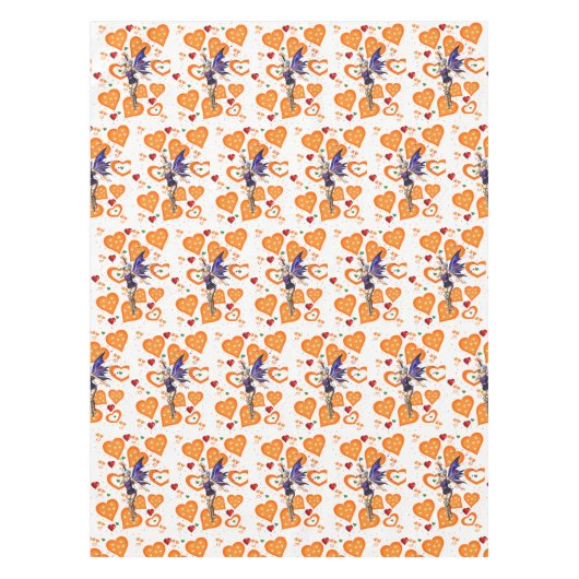 Tablecloth Fairy Orange Hearts Tischdecke (Vorderseite)