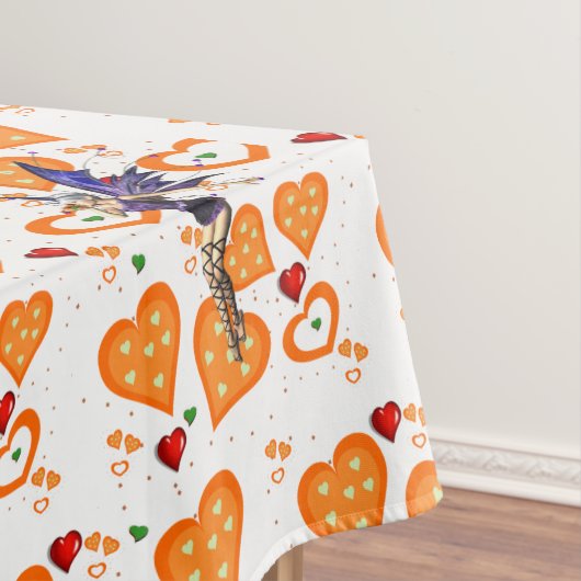 Tablecloth Fairy Orange Hearts Tischdecke (Beispiel)