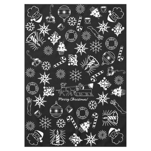 Tablecloth, Frohe Weihnachtsmarke schwarz-weiß Tischdecke (Vorderseite)