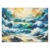 Tablecloth Ocean Waves Abstrakte Malerei nautisch Tischdecke (Vorderseite (Horizontal))