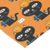 Tablecloth Orange Black Cat Fishbones Tischdecke (Schrägansicht)