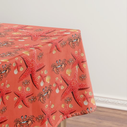 Tablecloth Orange Crab Starfish Beach Tischdecke (Beispiel)