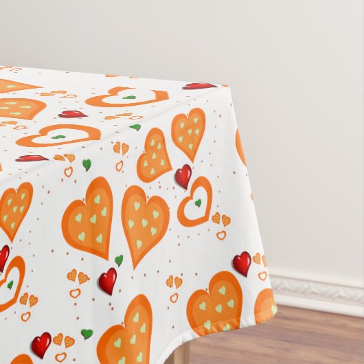 Tablecloth Orange Hearts Tischdecke (Beispiel)