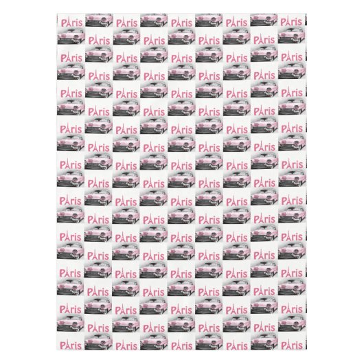 Tablecloth Paris Frankreich Pink Car Tischdecke (Vorderseite)