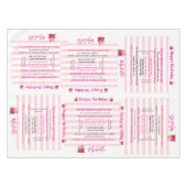 Tablecloth Pink & White Stripe Happy Birthday  Tischdecke (Vorderseite (Horizontal))