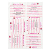 Tablecloth Pink & White Stripe Happy Birthday  Tischdecke (Vorderseite)