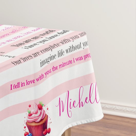 Tablecloth Pink & White Stripe Happy Birthday  Tischdecke (Beispiel)