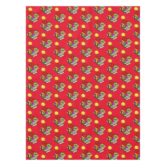 Tablecloth Red Bookworm Books Apple Tischdecke (Vorderseite)