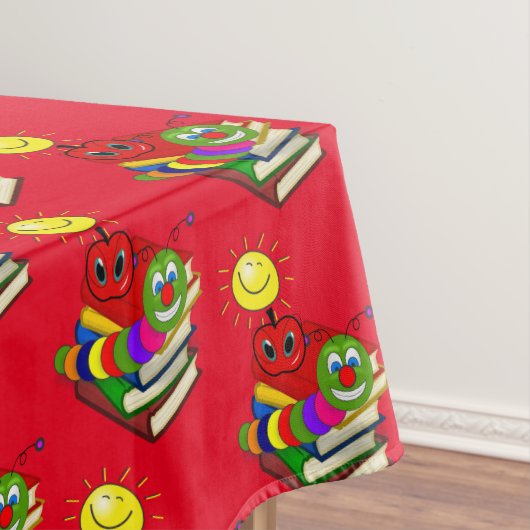 Tablecloth Red Bookworm Books Apple Tischdecke (Beispiel)