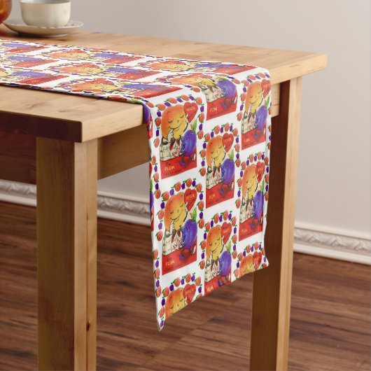 Tablecloth Runner Valentines Pfirsiche Platin Kurzer Tischläufer (Beispiel)