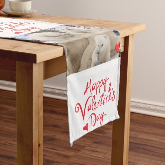Tablecloth Runner Valentines Polar Bear Kurzer Tischläufer (Beispiel)