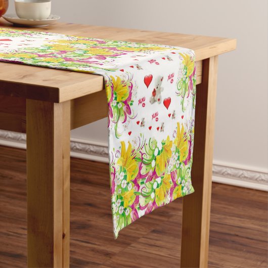 Tablecloth Runner Valentines Teddy Bear Kurzer Tischläufer (Beispiel)