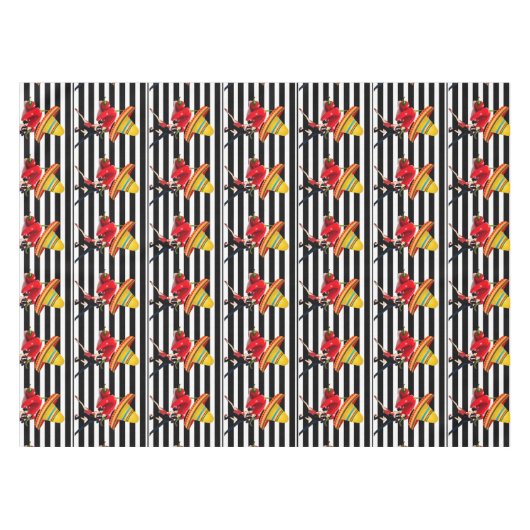 Tablecloth Schwarz-weiß Stripe Dancing Somebrero Tischdecke (Vorderseite (Horizontal))