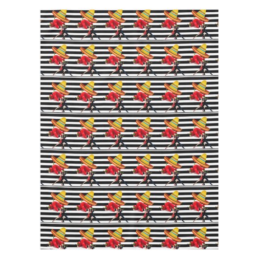 Tablecloth Schwarz-weiß Stripe Dancing Somebrero Tischdecke (Vorderseite)