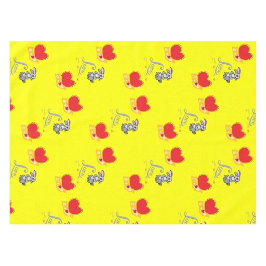 Tablecloth Valentine's Day Bunny Rabbit Tischdecke (Vorderseite (Horizontal))