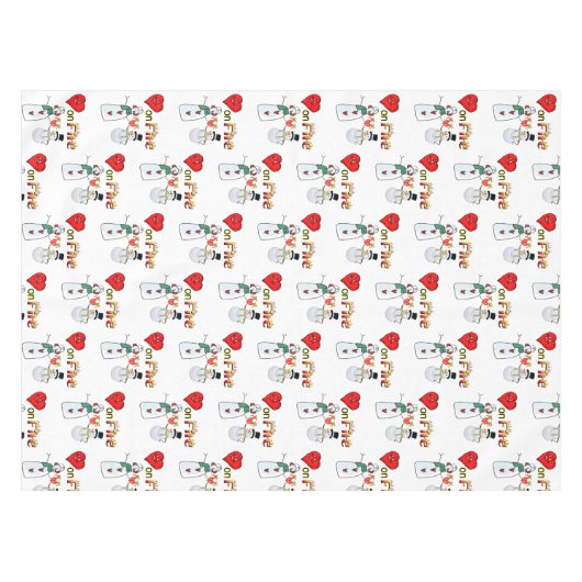Tablecloth Valentine's Day Heart Fire Snowman Tischdecke (Vorderseite (Horizontal))