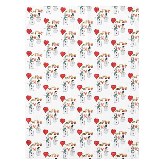 Tablecloth Valentine's Day Heart Fire Snowman Tischdecke (Vorderseite)
