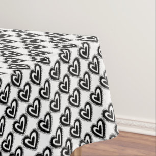 Tablecloth Valentinstag Schwarze Herzen Tischdecke