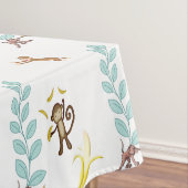 Tablecloth White Monkey Bananas Blätter Tischdecke (Beispiel)