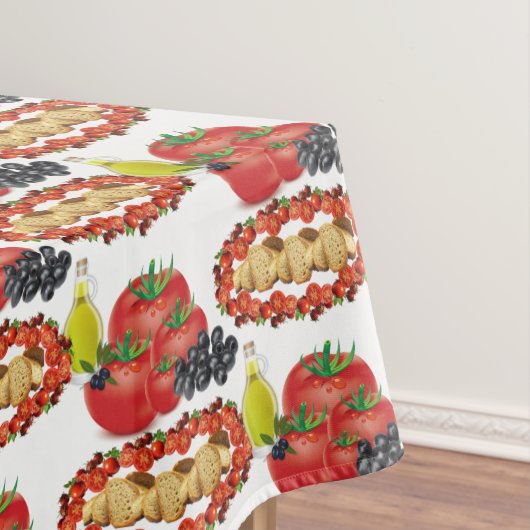 Tablecloth White Tomato Olivenöl Brot Tischdecke (Beispiel)