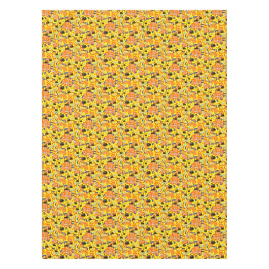 Tablecloth Yellow Orange Hearts Swan Tischdecke (Vorderseite)