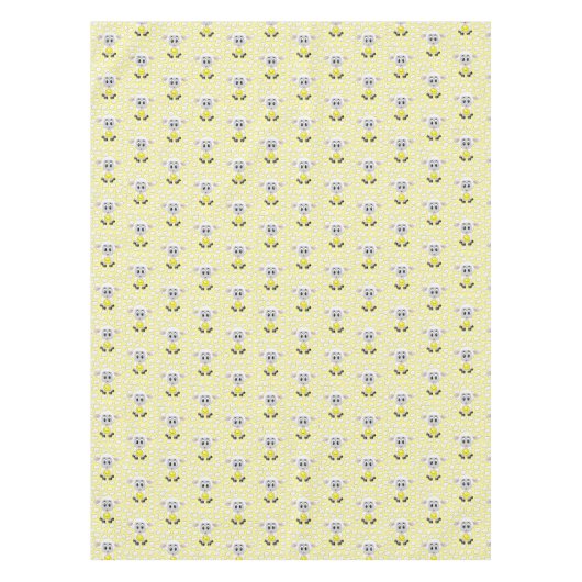 Tablecloth Yellow White Sheep Sun Clouds Tischdecke (Vorderseite)