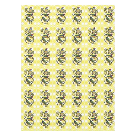 Tableclout Gelber Karierter Vogel Tischdecke (Vorderseite)