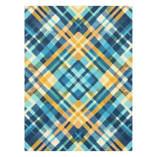 Tableclout Kariertes blaugelbes Design Tischdecke (Vorderseite)