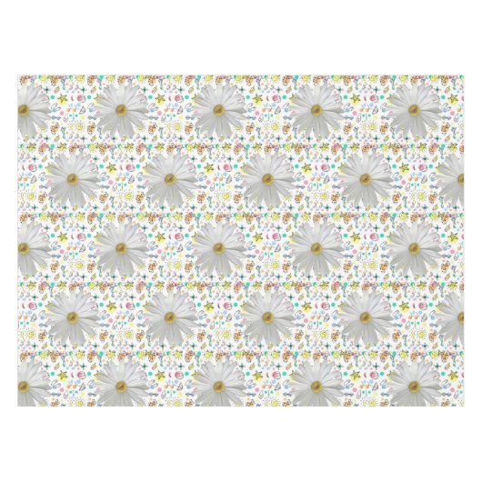 Tableclout White Daisy Floral Summer Fun Tischdecke (Vorderseite (Horizontal))