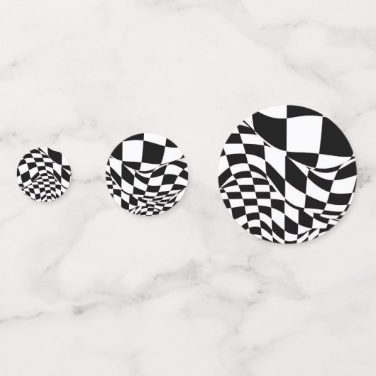 Tablefetti - Angepasste rot/schwarz karierte Flagg Konfetti (Vorderseiten)