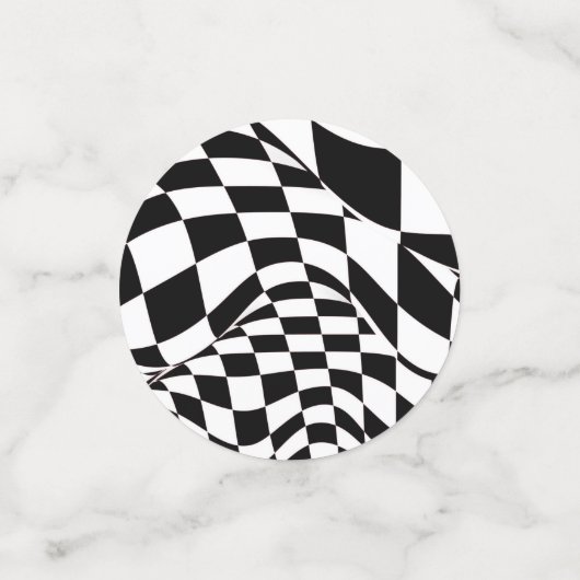 Tablefetti - Angepasste rot/schwarz karierte Flagg Konfetti (Klein Vorderseite)