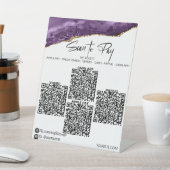 *~* Tabletop 4 QR ZAHLUNGEN Tabelle Zelt Amethyst Sockelschild (In SItu)